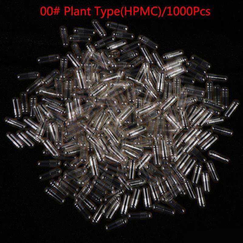 1000Pcs/bag HPMC Plant Muslim Empty Capsule Medicine Capsule 00# Transparent Pill for Pharmaceuticals Health Nutrition Products