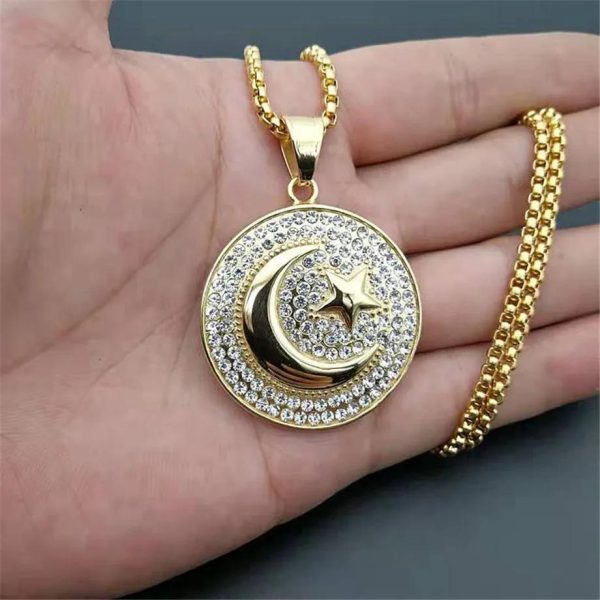 Muslim Crescent Moon and Star Necklace