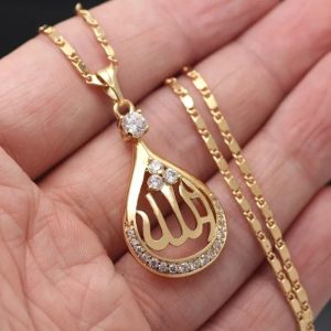 Teardrop Allah Pendant Necklace