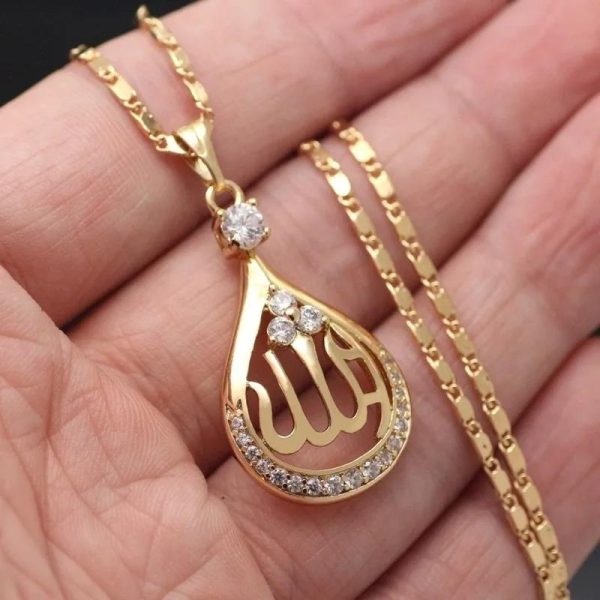 Teardrop Allah Pendant Necklace